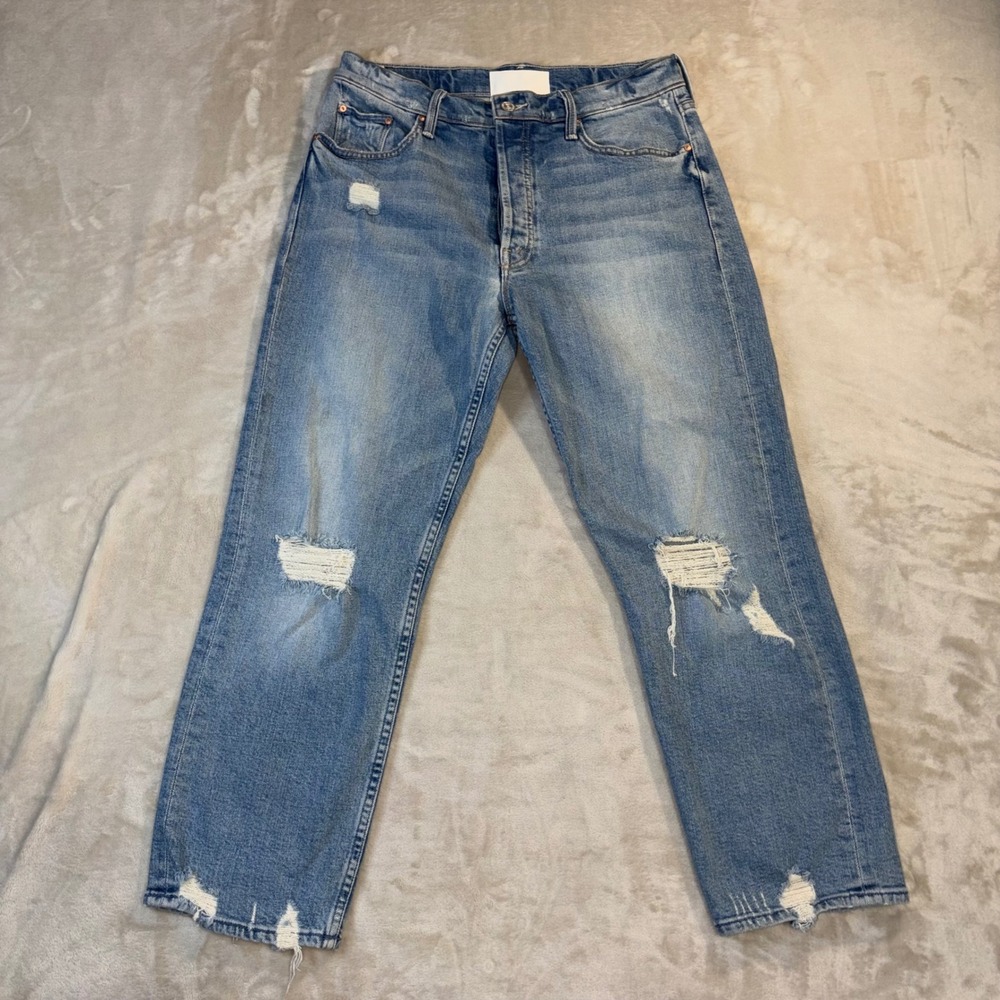 Mother Superior The Tomcat The Confession Distressed Straight Leg Jeans 30